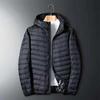 Men's Large Lightweight Casual Cotton Jacket with Short Stand Collar and Hood