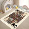 Red Background Playing Card Leopard Rug Carpet Mat Non-Slip for Living Room Bedroom Retro Home Decor