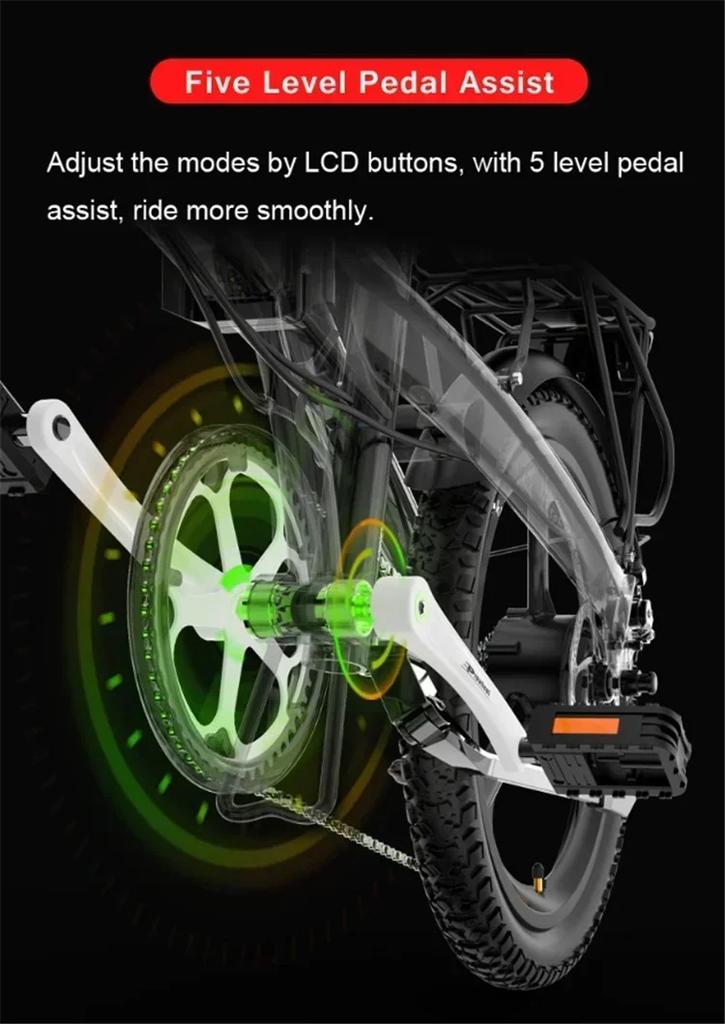 LANKELEISI G660 20-inch Foldable Urban Electric bicycle,500W48V12.8AH,Max Range 110 km,Max Load 120 Kg