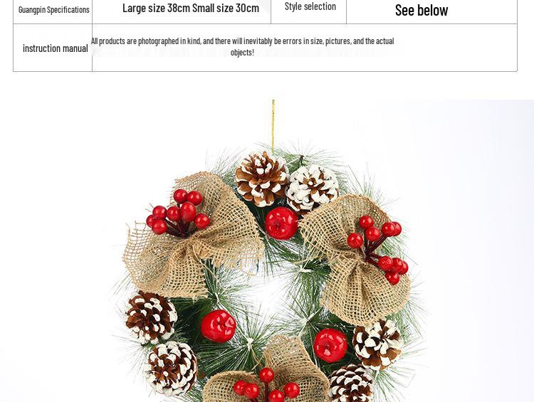 High-Grade Pinecone & Pine Needle Christmas Wreath for Doors & Tabletop Decorations