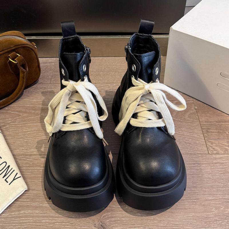 Flats Ankle Boots for Women Platform Lace Up Shoes  Winter Designer Sport Sneakers New Walking Comfort Leather Ladies Boots