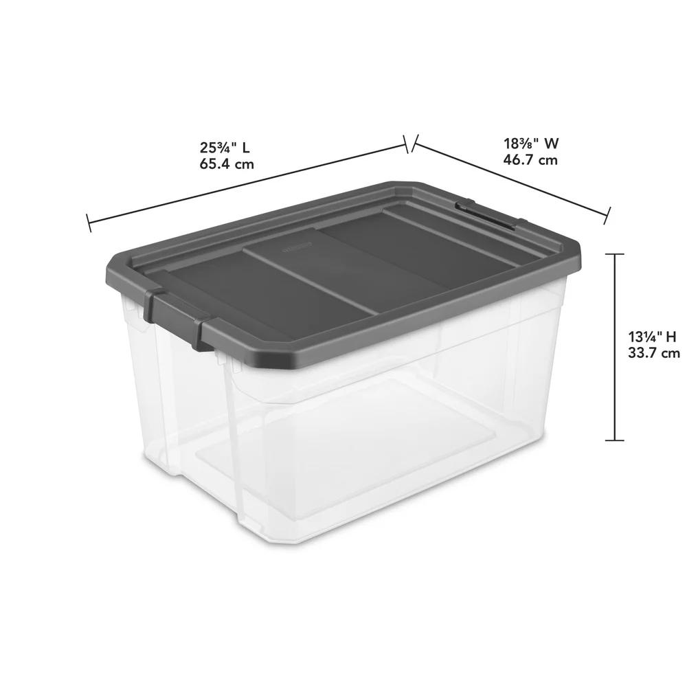 Heavy Duty Clear Plastic Stacker Storage Box with Lid Secure Latching System Ideal Organizing Garage Closet and Attic