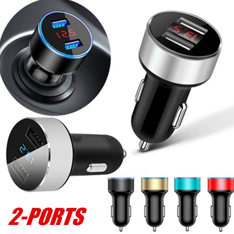 1A 2 1A 3 1ADual USB Digital LED PhoneCar Charger 2 Port LCD Display 12 