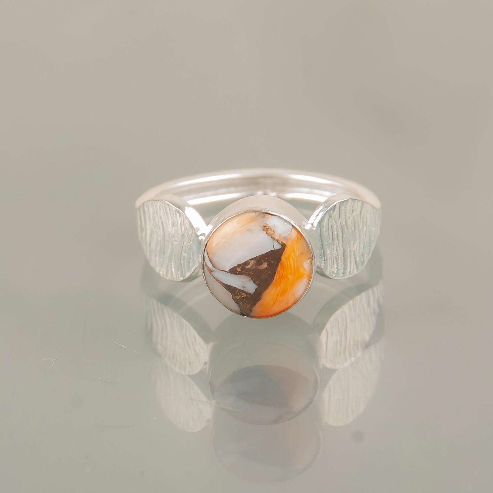 

Редкий оранжевый медный бирюзовый драгоценный камень 925 проба стерлингового серебра ювелирные изделия кольцо ручной работы RR-1-31 8.5