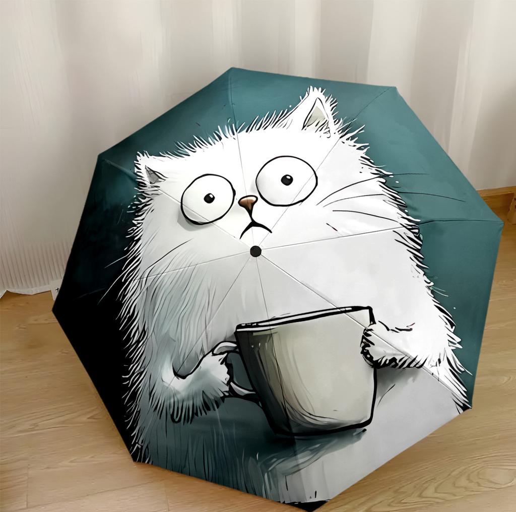 Cats Under Umbrella Rain Portable Automatic Umbrella Compact & Durable 8-Rib Design Compact Design Durable Everyday Carry Umbrella Fashionable