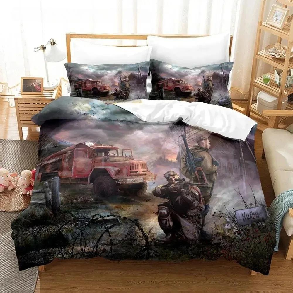 Game S.T.A.L.K.E.R. 2 Heart of Chernobyl Bedding Set Cartoon Anime Three-piece Set Adult Boys Bedroom Duvetcover Sets