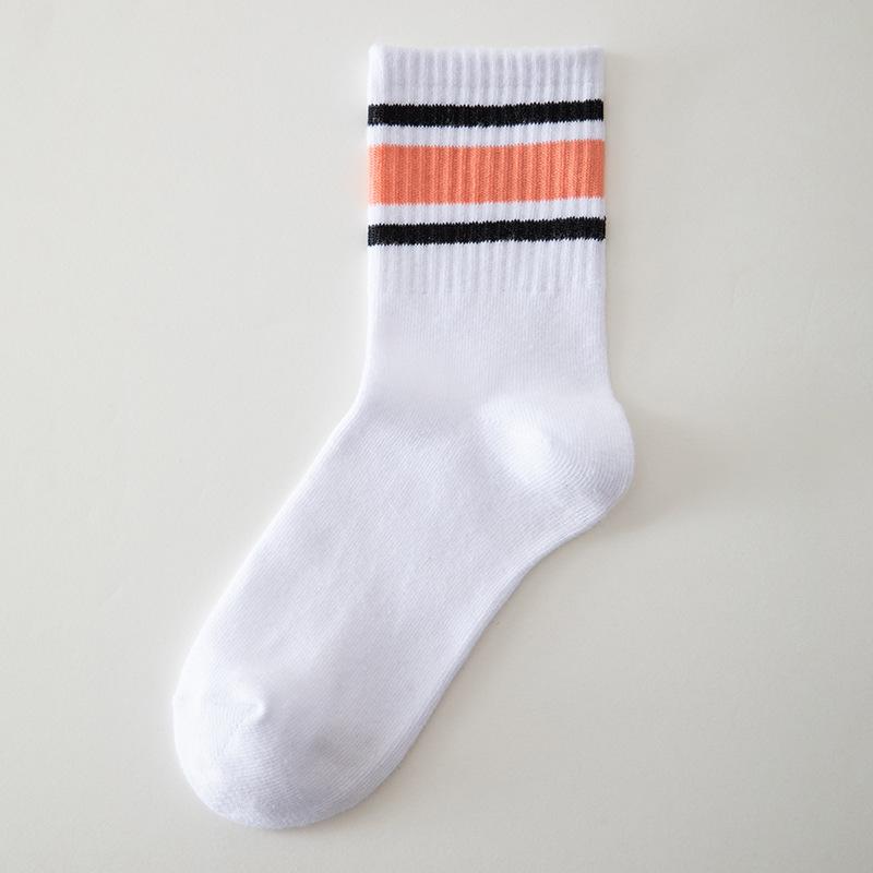 New Fashion Color Block Striped Mid-calf Sports Socks Men Women Breathable Cotton Socks Outdoor Running Basketball Cycling Socks