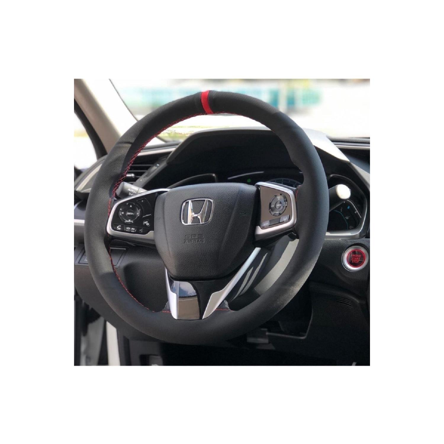 

Honda Civic FC5 Кожаный чехол на руль из нубука и алькантары с красным кольцом