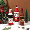 Christmas Knitted Cartoon Wine Bottle Covers: Old Man & Snowman Design