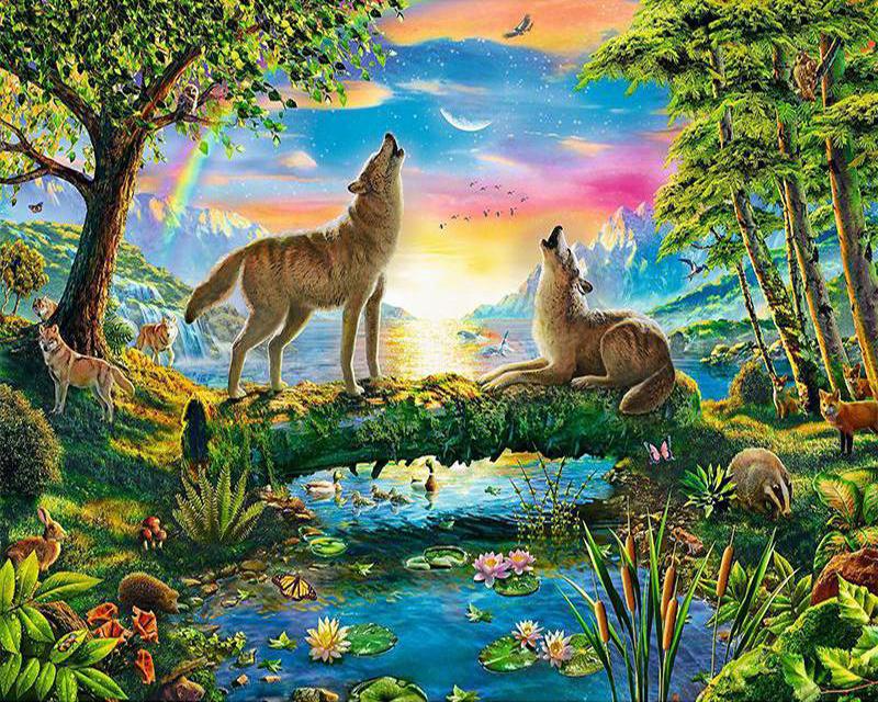 5D DIY Diamond Painting Animal Wolf Full Square/Round Diamond Embroidery Cross Stitch Mosaic Handmade Gift