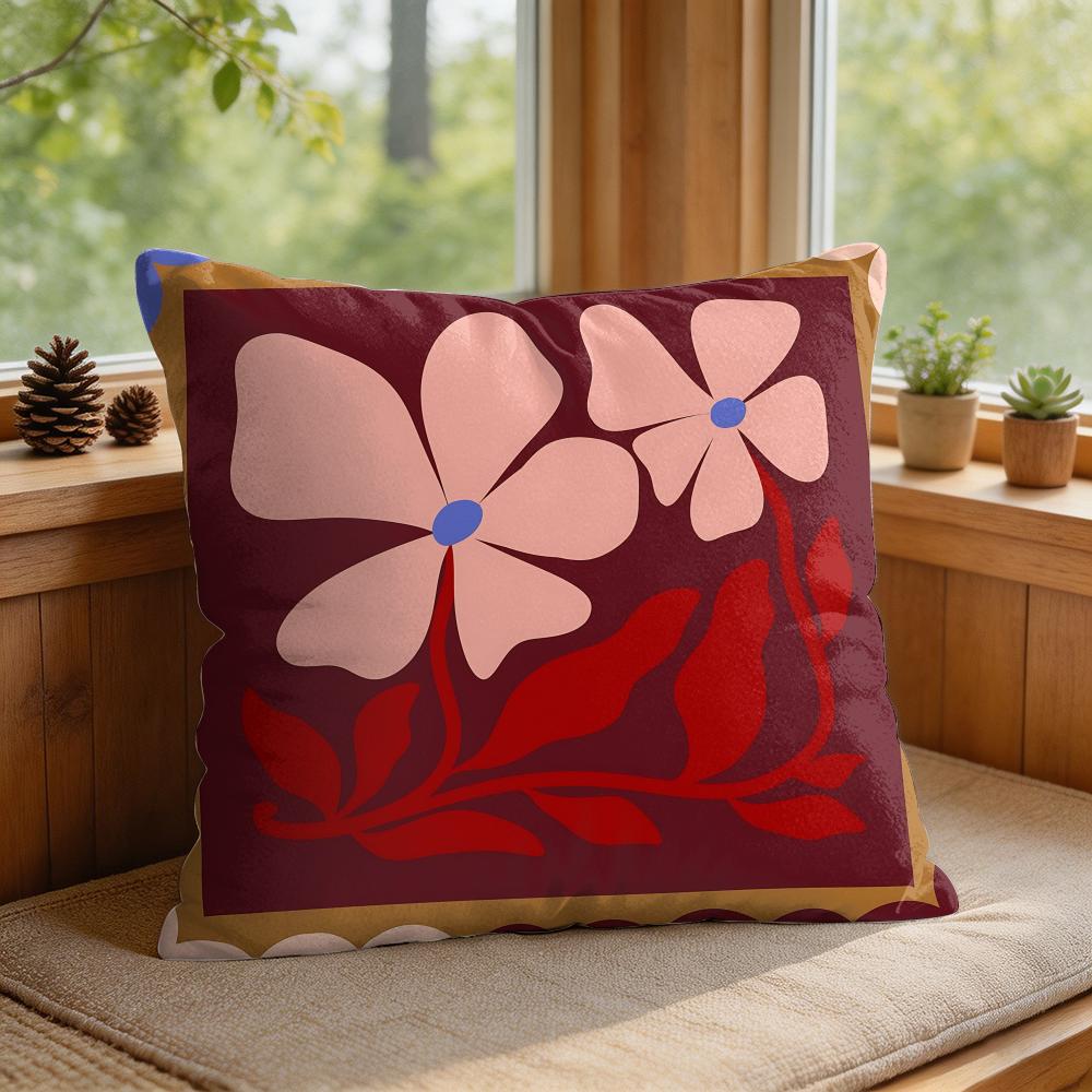 Flower Ins Simple Art Cushion Cover Silky Short Plush Invisible Zipper Dustproof Sofa Pillow Case For Home Decor