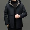 Herrenmilchseide Daunenjacke mit Kapuze Verdickt Papa Jacke Mittellange und Lange Daunenjacke Abnehmbare Innenjacke