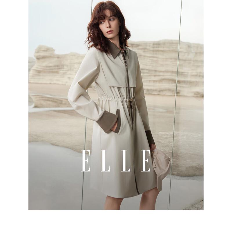 ELLE Women s Modern Color-block Shirt Collar Straight Dress S