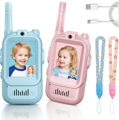 Video Walkie Talkies for Kids, Handheld 2 Pack Rechargeable Video Intercom Kids Walkies Talkies, Indoor Outdoor Toys for Family Games, Outside,Camping