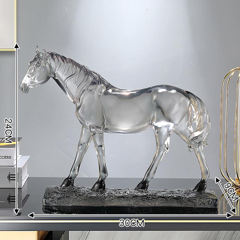 Resin Handicrafts Simulation Animal Sculpture Horse Ornament Transparent Colored Horse Decorative Figurines Home Decoration