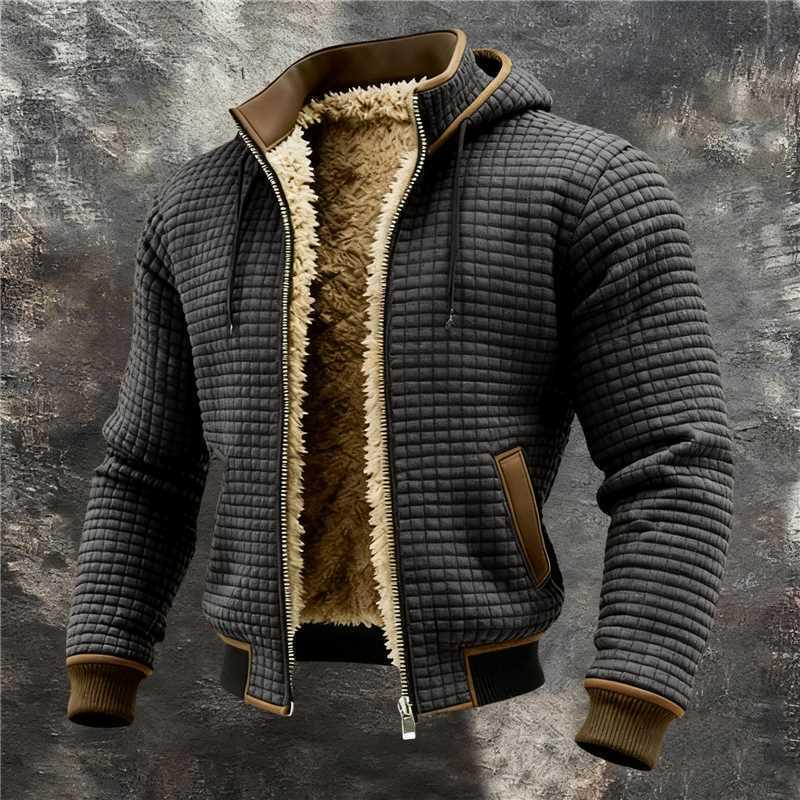 Men's European & American Velvet Thick Knit Hooded Jacket - Autumn & Winter