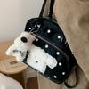 Korean version of cute polka dot shoulder bag women's 2025 new fashion cartoon puppy backpack large-capacity commuter bag