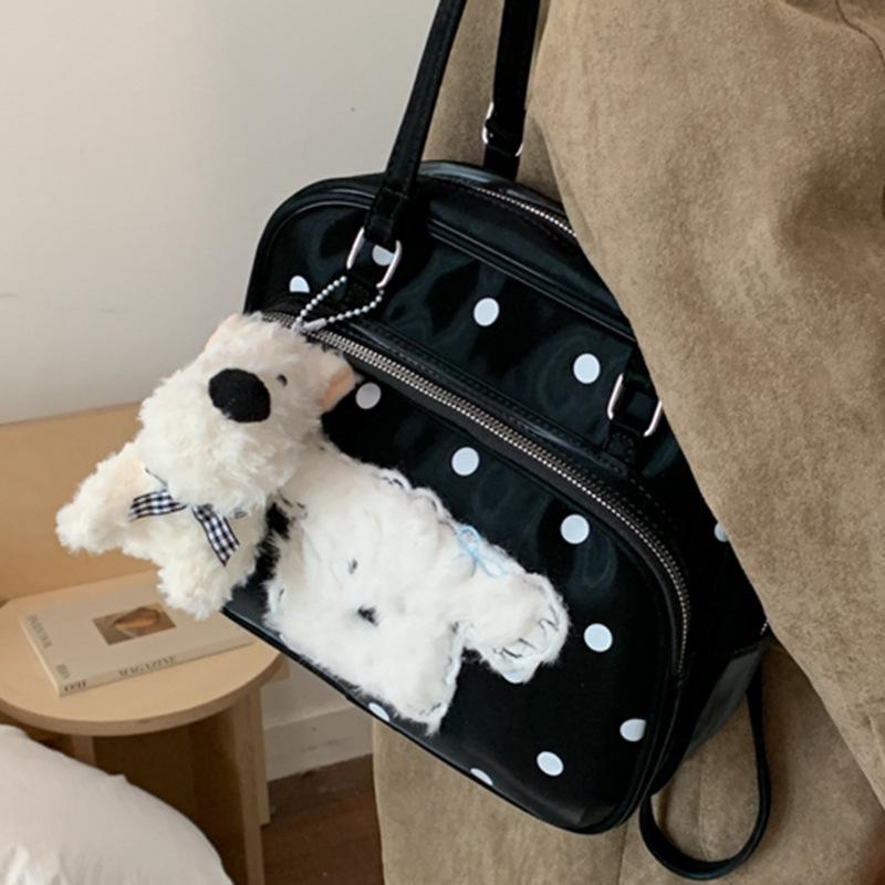 Korean version of cute polka dot shoulder bag women's 2025 new fashion cartoon puppy backpack large-capacity commuter bag