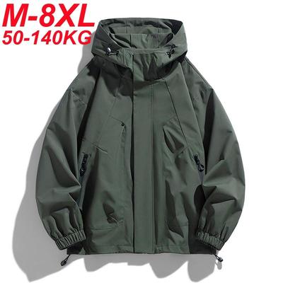 Herrenjacke mit Kapuze, Windjacke, Trenchcoats, Übergröße, wasserdicht, schwarz, Bomber, Camping, locker, dünn, Softshell
