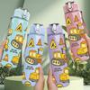 1PC Construction Truck Pattern 750ml Color Plastic Sports Water Bottle Leakproof Flip Straw Lid Suitable for Sports Office Home Use