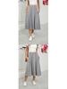 European High-Waisted Casual Midi Skirt - A-Line, Loose Fit, Draped Hem