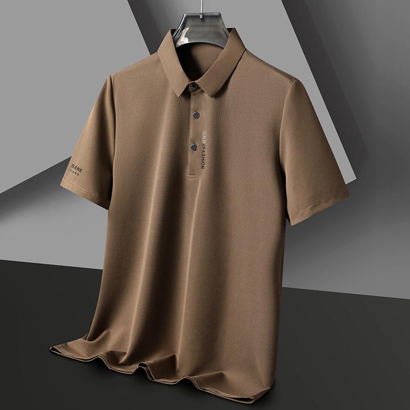 Men s Ice Polo Summer Breathable Soft Skin-Friendly Lapel Collar Printed Short Sleeve M