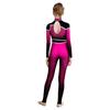 Girls Dance Gymnastics Jumpsuit Color Block Gradient Mock Neck Long Sleeve Keyhole Back Shiny Rhinestones Bodysuit