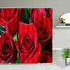 Romantic Rose Shower Curtain Set - Vibrant Red & Purple Floral Designs for Elegant Bathroom Décor, Waterproof & Easy Care