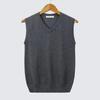 Unisex V-Ausschnitt College-Stil Strickweste - Ärmellos, Einfarbig, Vielseitig