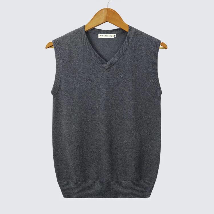 Unisex V-Ausschnitt College-Stil Strickweste - Ärmellos, Einfarbig, Vielseitig