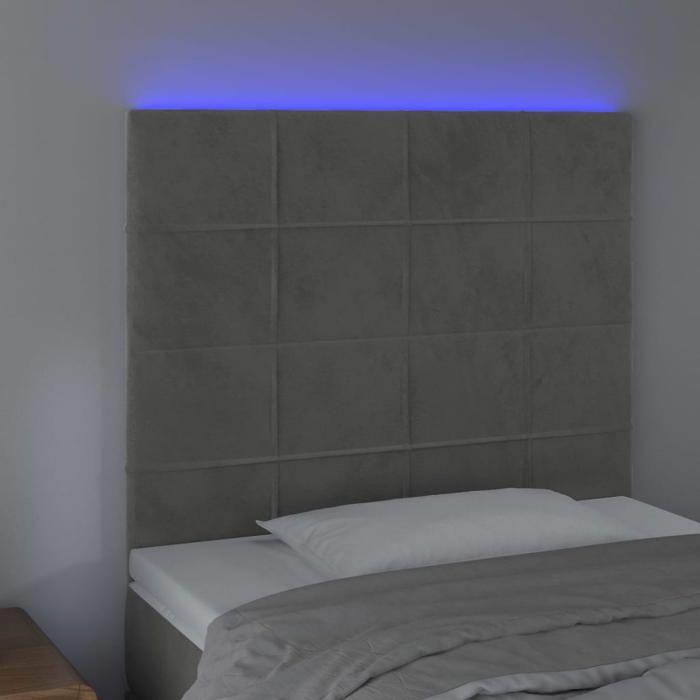 VidaXL Tête de Lit à LED Meuble de Chambre à Coucher Accessoire de Lit Simple Tête de Cadre de Lit Intérieur Gris Clair 3122466