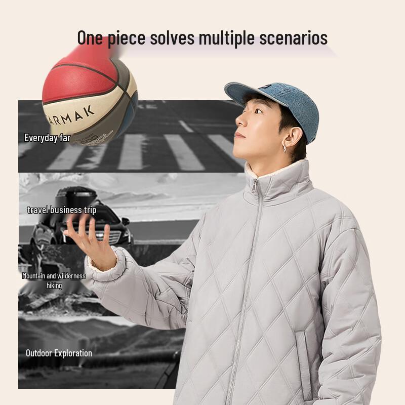 VANCL Men's Winter Diamond Quilted Stand-Collar Padded Jacket