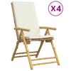 Garden Chairs 4 pcs Adjustable Foldable with Cushions Bamboo
