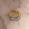 Trendy European & American Cold Style 18K Gold-Plated Titanium Steel Double Arc Ring