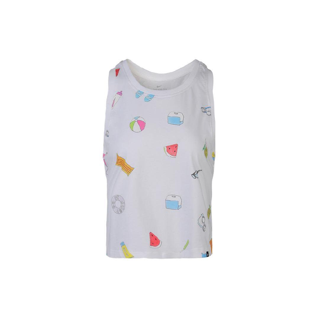 

Nike Sportswear Printed Cotton Sleeveless T-Shirt Women Tops White CI1128-100 XL