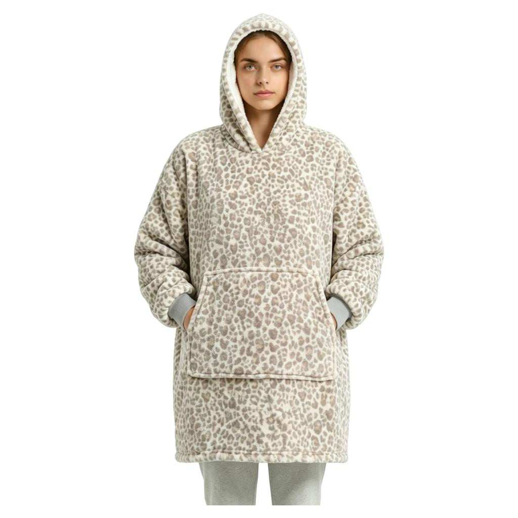 Thick Flannel Wearable Blanket Hoodie, Pullover Hooded Blanket Sweatshirt for Cozy Warm Lounging