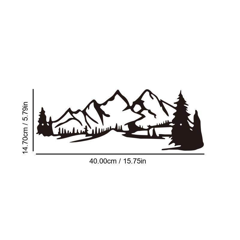 Mountain View Laser-Cut Black Iron Silhouette Wall Decoration