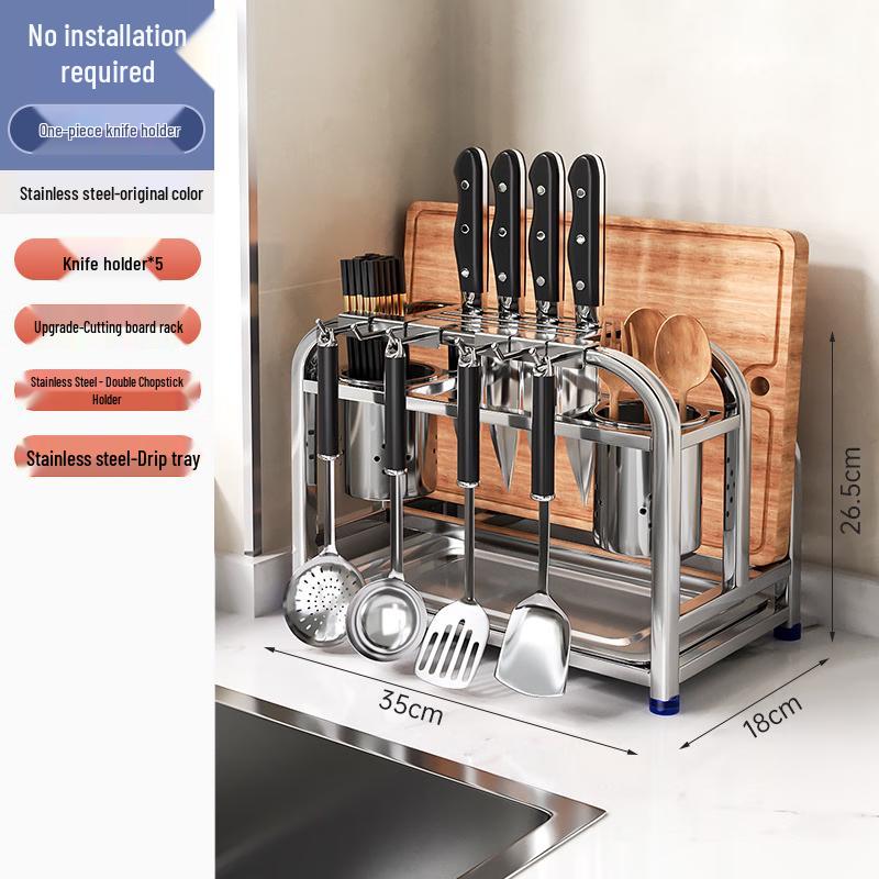 

DANLE 304 Stainless Steel Kitchen Knife & Chopping Board Holder Standard