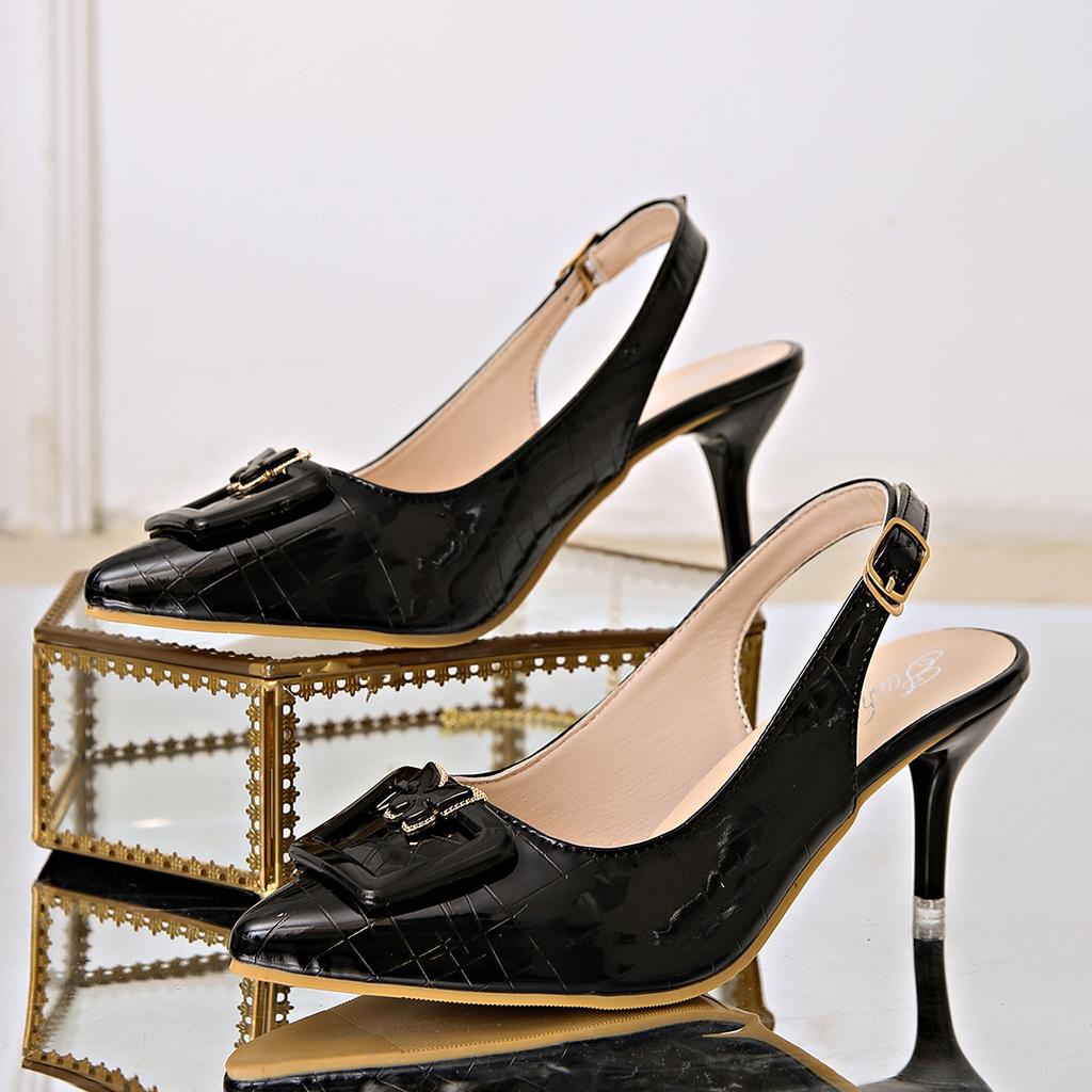 Ladies Shoes Brand Buckle Strap Women's Sandals Slingbacks Pointed Toe Thin Heels Ladies Pumps Party Heeled Sandals Women