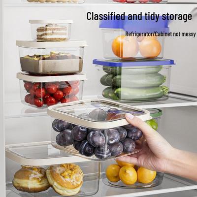 PET Fridge Fresh-keeping Box, Large Capacity, Transparent, Thickened for Meat, Vegetables & Fruit Storage.