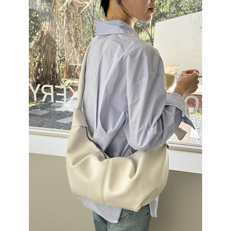 Korean Large-Capacity Retro Pleated Leather Dumpling Bag - Casual, Versatile Shoulder/Crossbody Bag