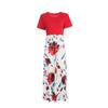 Floral Print Patchwork Short Sleeve Bohemian Dress Women Summer Dress O Neck Big Swing Long Dresses