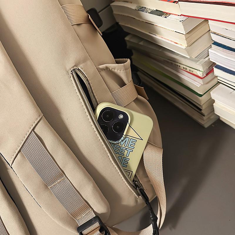 Student Schoolbag Couple Solid Color Backpack Lightweight Large Capacity Backpack