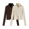 Damen Herbst Winter Strickjacke Vielseitig Büro Schlank Figurschmeichelnd Kurz Reißverschluss Pullover Koreanisch Langarm Oberbekleidung