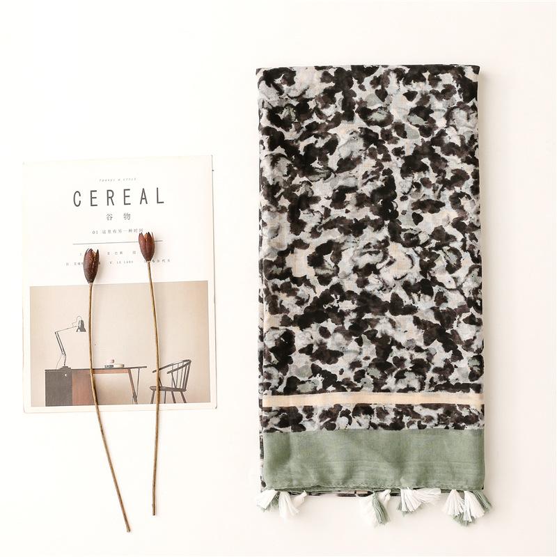 Suya Japanese Style Fresh Cotton And Linen Hand Felt Scarf, Silk Scarf, Bali Gauze Ripple Ink Painting, Travel Shawl, Silk Scarf For Women