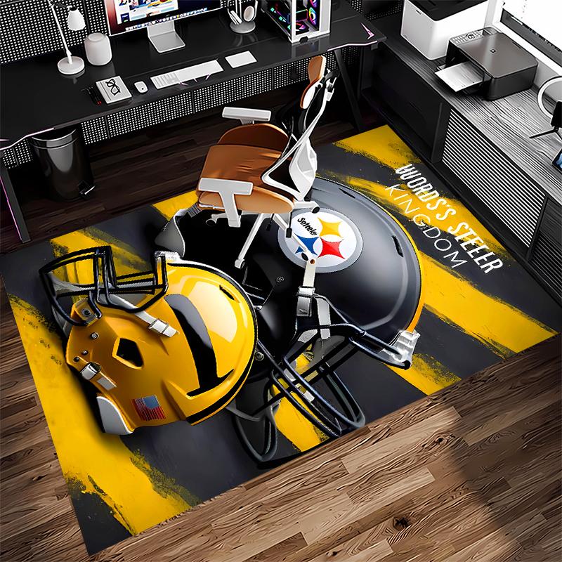 1pc Pittsburgh Steelers Print Area Rug - Soft,Washable Non-Slip Indoor Mat for Office Chairs,Living Room,Home Office Decorative Rug