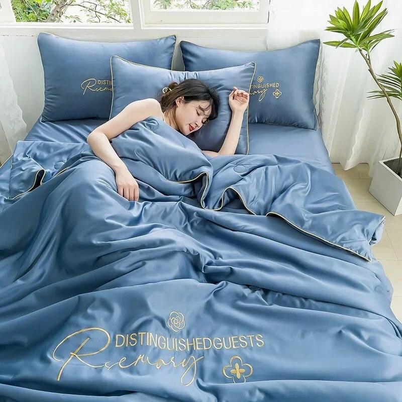 Summer Ice Silk Summer Cool Quilt Set of Four, Machine Washable, Water Washable, Breathable In Summer