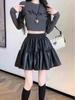 Women's Fluffy PU Leather A-Line Short Skirt: High-Waisted, Slim-Fit, Versatile, Elastic Waist – 2025 Autumn/Winter Collection