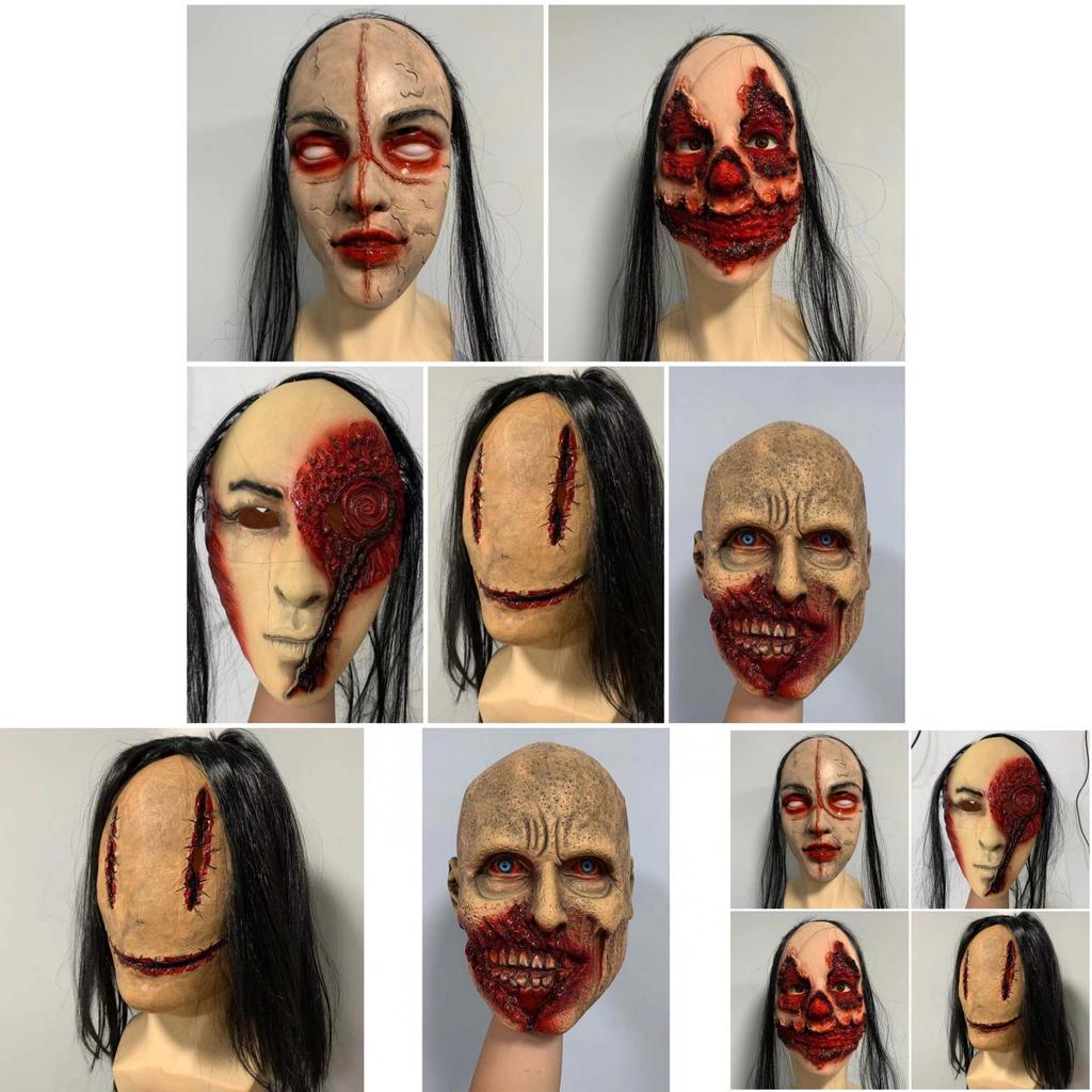 Scary Halloween Ghost Latex Horror Mask Cosplay Props Rotten Face Headgear