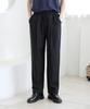 Jikeulib Elastic Waist Pintuck Semi-Wide Cotton Pants